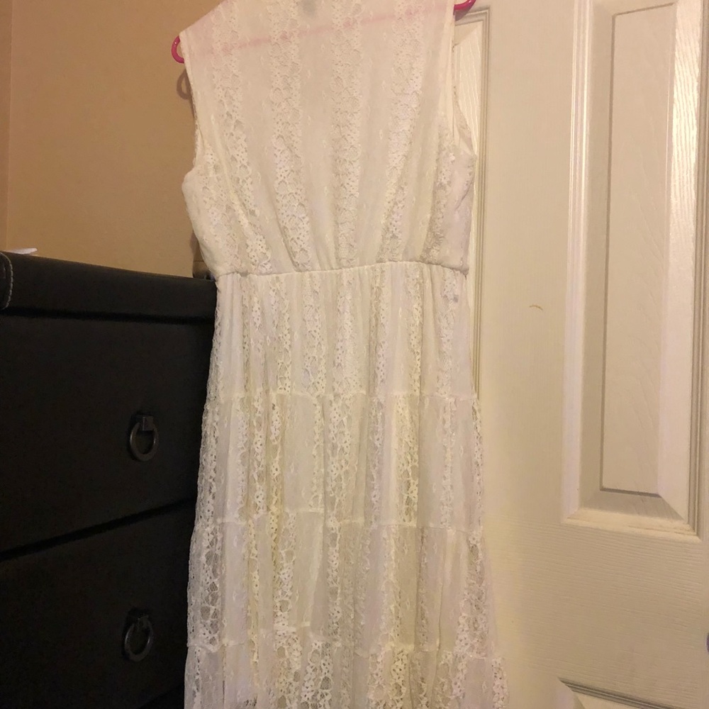 All white dress.